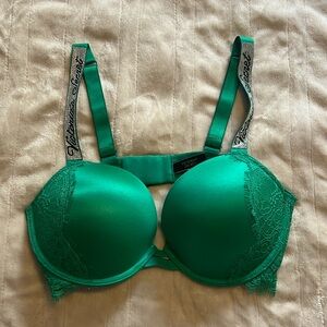 Shine Strap Green Lace Push Up Bra